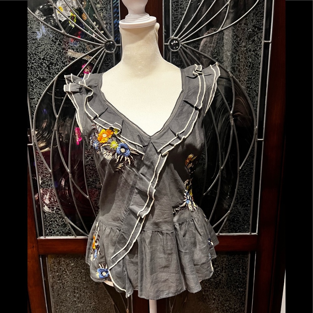 Anthropologie Blithe Embroidered Blouse - image 1